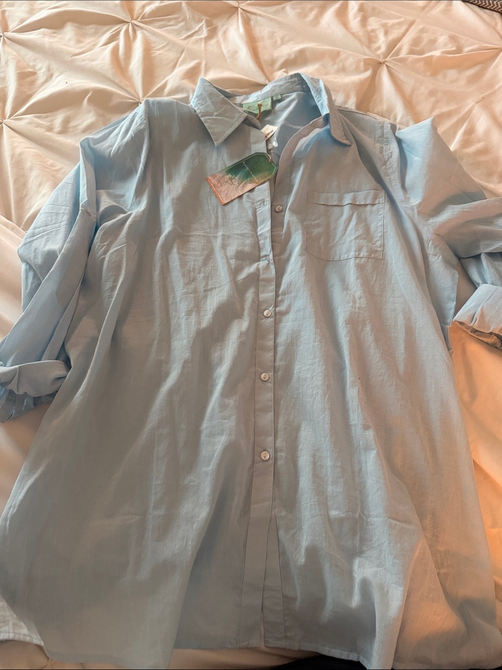 Light Blue Women's Swim Coverup Shirt